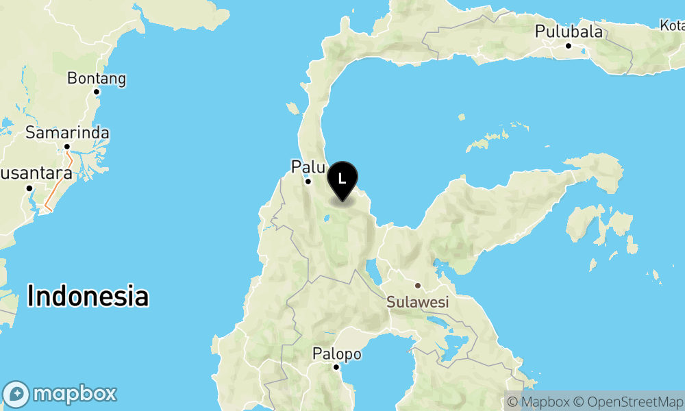 Peta episentrum gempa M3.2 — Pusat gempa berada di darat 49 km timur laut Sigi