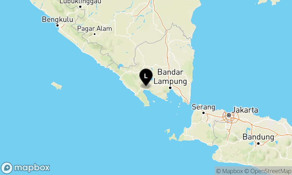 Peta episentrum gempa M2.3 — Pusat gempa berada di darat 8 km barat laut Tanggamus