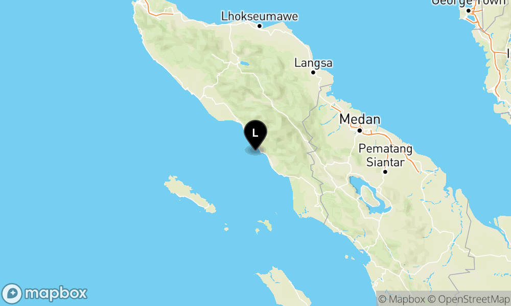 Peta Gempa Pusat gempa berada di laut 18 km barat Kab. Aceh Selatan