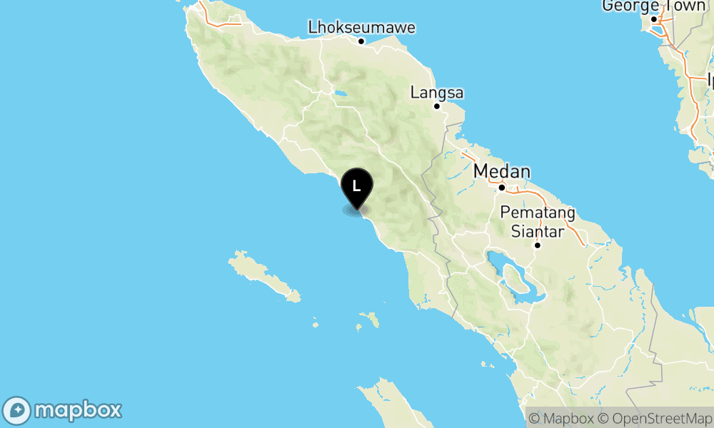 Peta Gempa Pusat gempa berada di laut 16 km barat Kab. Aceh Selatan