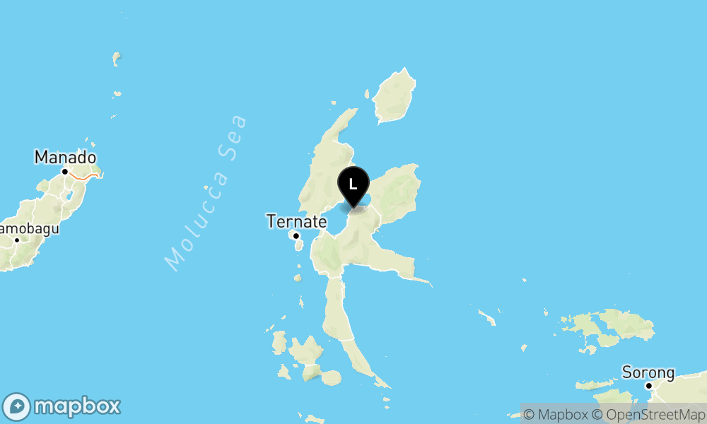 Peta episentrum gempa M3.5 — Pusat gempa berada di darat 51 km Barat Laut Maba