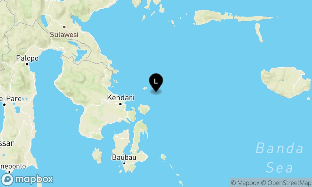 Peta episentrum gempa M4.5 — Pusat gempa berada di laut 54 km Timur Laut Konawe Kepulauan