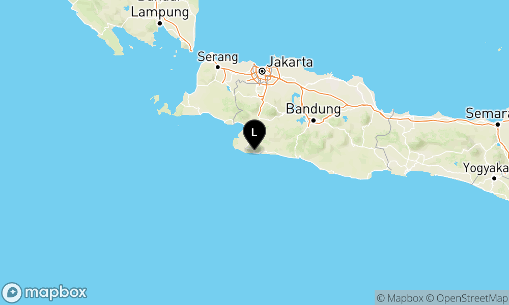 Peta episentrum gempa M3.2 — Pusat gempa berada di darat 50 km selatan Kab. Sukabumi