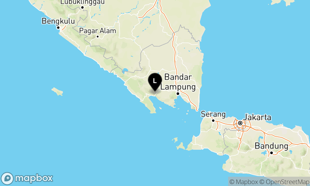 Peta episentrum gempa M2.8 — Pusat gempa berada di darat 5 km utara Tanggamus