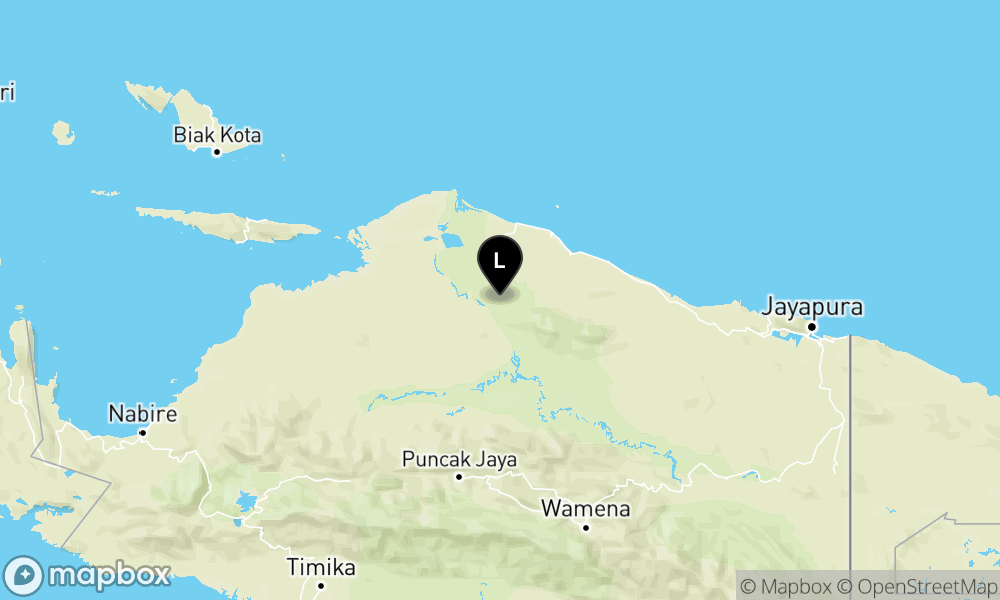 Peta episentrum gempa M4.9 — Pusat gempa berada di darat 25 km timur laut Burmeso