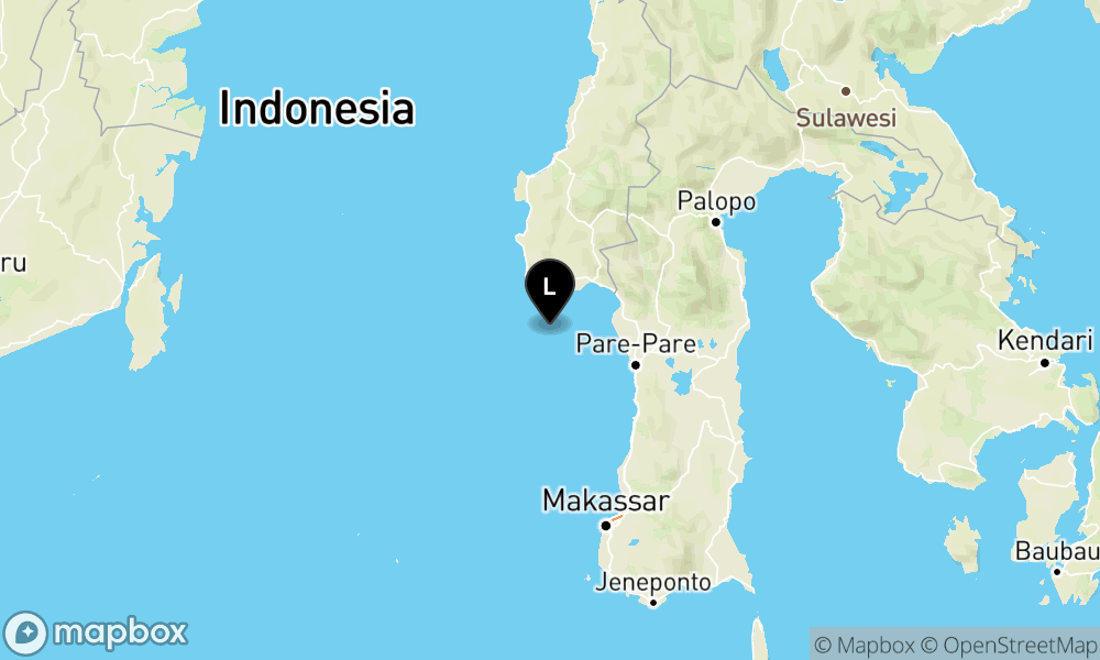 Peta episentrum gempa M4.7 — Pusat gempa berada di laut 50 km Selatan Polewali Mandar