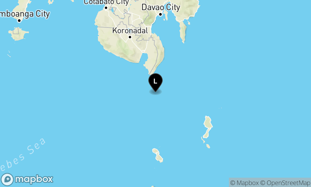 Peta episentrum gempa M5.6 — 165 km BaratLaut TAHUNA-KEP.SANGIHE-SULUT