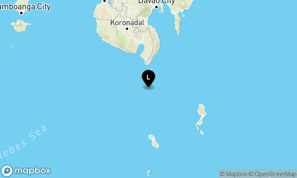 Peta episentrum gempa M5.1 — 147 km BaratLaut TAHUNA-KEP.SANGIHE-SULUT