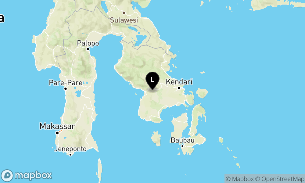 Peta episentrum gempa M2.8 — Pusat gempa berada di darat 9 km Selatan Kolaka Timur