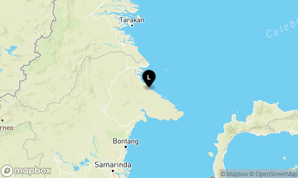 Peta episentrum gempa M3.4 — Pusat gempa berada di darat 91 km tenggara Berau