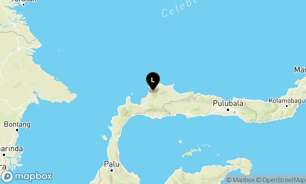 Peta episentrum gempa M3.8 — Pusat gempa berada di darat 30 km timur laut Toli-Toli
