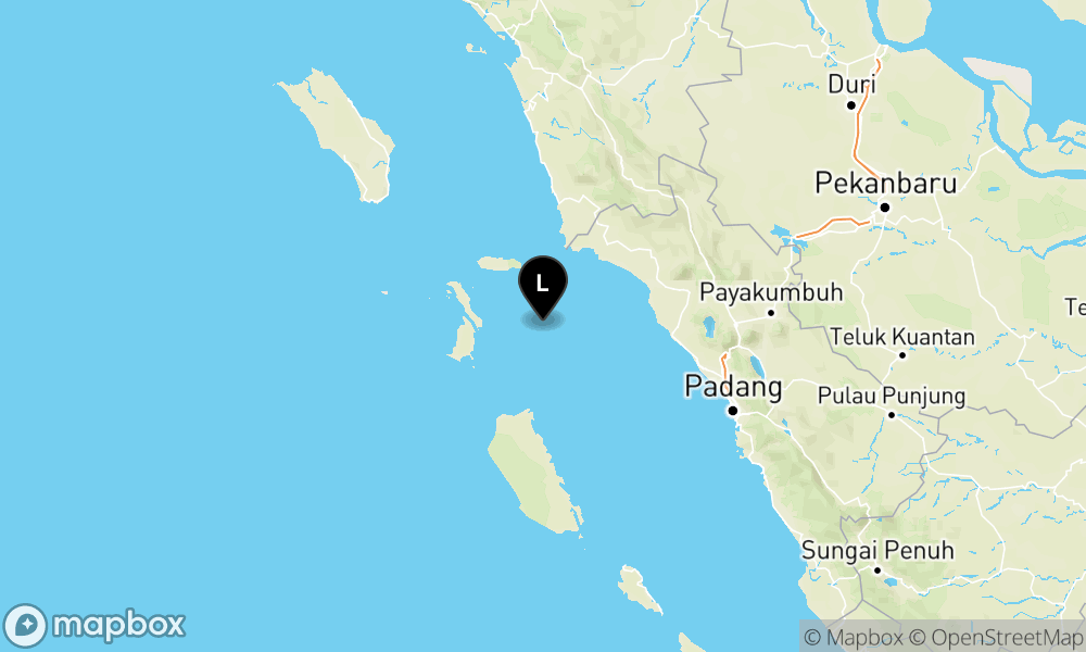 Peta episentrum gempa M4.7 — Pusat gempa berada di laut 71 Km barat daya Airbangis, Pasaman Barat