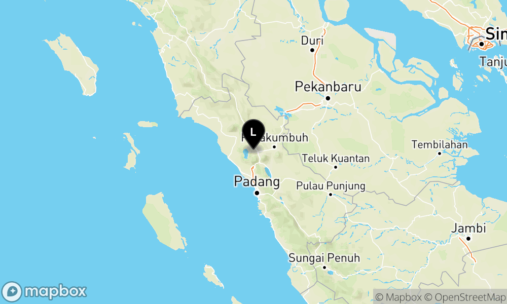 Peta episentrum gempa M2.9 — Pusat gempa berada di darat 6 Km barat laut Bukittinggi