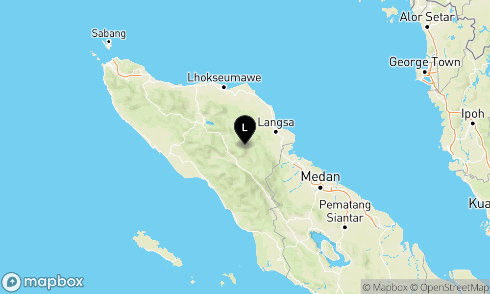 Peta episentrum gempa M3.8 — Pusat gempa berada di darat 30 km timur laut Kab. Gayo Lues