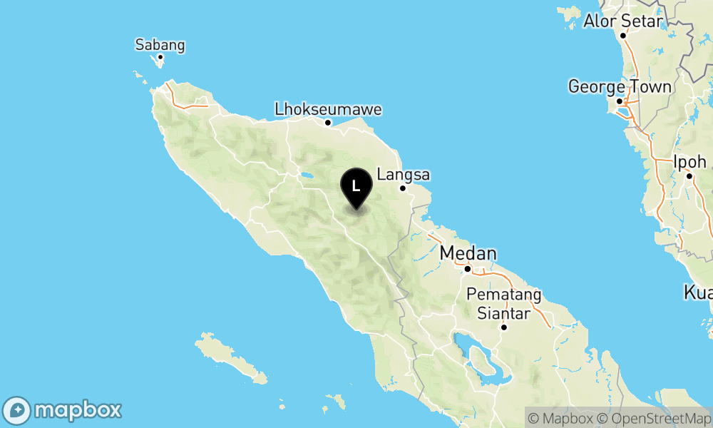 Peta episentrum gempa M4.3 — Pusat gempa berada di darat 26 km timur laut Kab. Gayo Lues