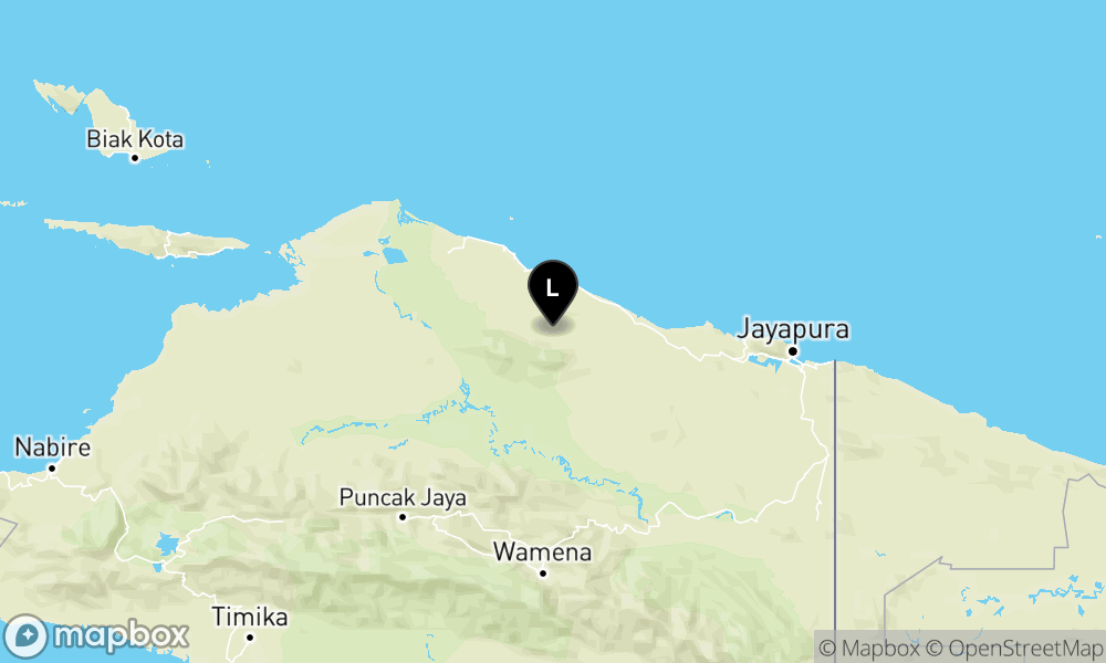 Peta episentrum gempa M5.1 — 65 km Tenggara SARMI-PAPUA
