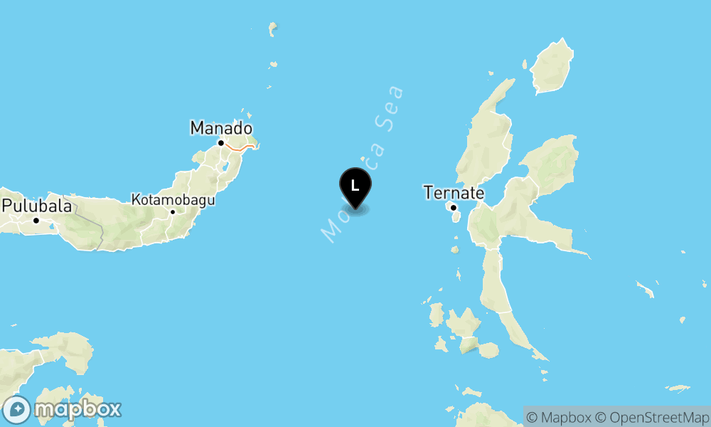 Peta Gempa Pusat gempa berada di laut 117 km baratdaya Ternate