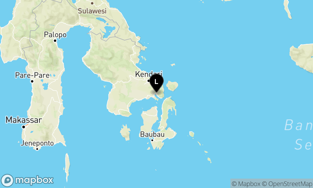 Peta episentrum gempa M3.4 — Pusat gempa berada di darat 45 km tenggara Kendari