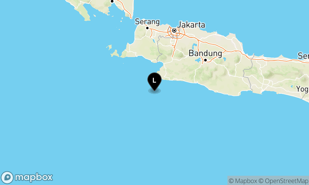Peta episentrum gempa M4.1 — Pusat gempa berada di laut 86 km baratdaya Kab. Sukabumi