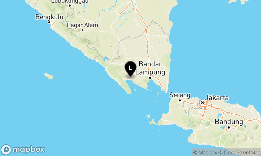Peta episentrum gempa M2.8 — Pusat gempa berada di darat 4 km utara Tanggamus