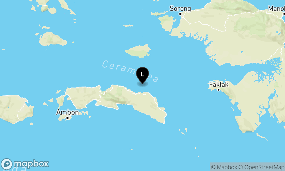 Peta episentrum gempa M5.5 — 44 km BaratLaut SERAMBAGIANTIMUR-MALUKU