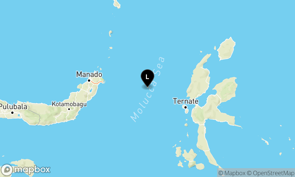 Peta episentrum gempa M3.9 — Pusat gempa berada di laut 123 km Barat JAILOLO