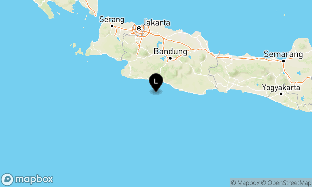 Peta Gempa Pusat gempa berada di laut 90 km Barat Daya Kabupaten Bandung