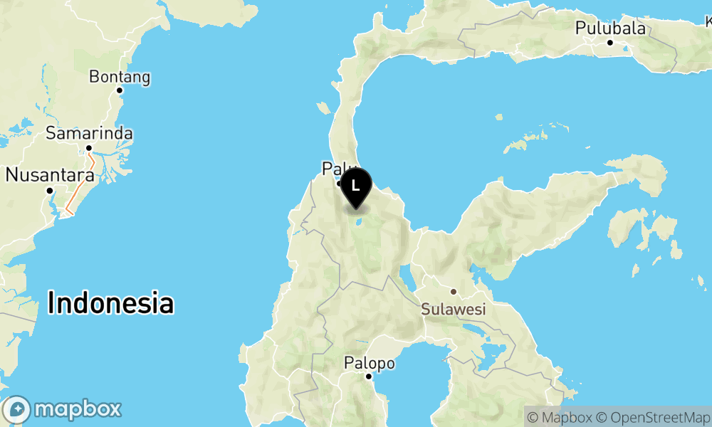 Peta episentrum gempa M3.2 — Pusat gempa berada di darat 27 km timur laut Sigi