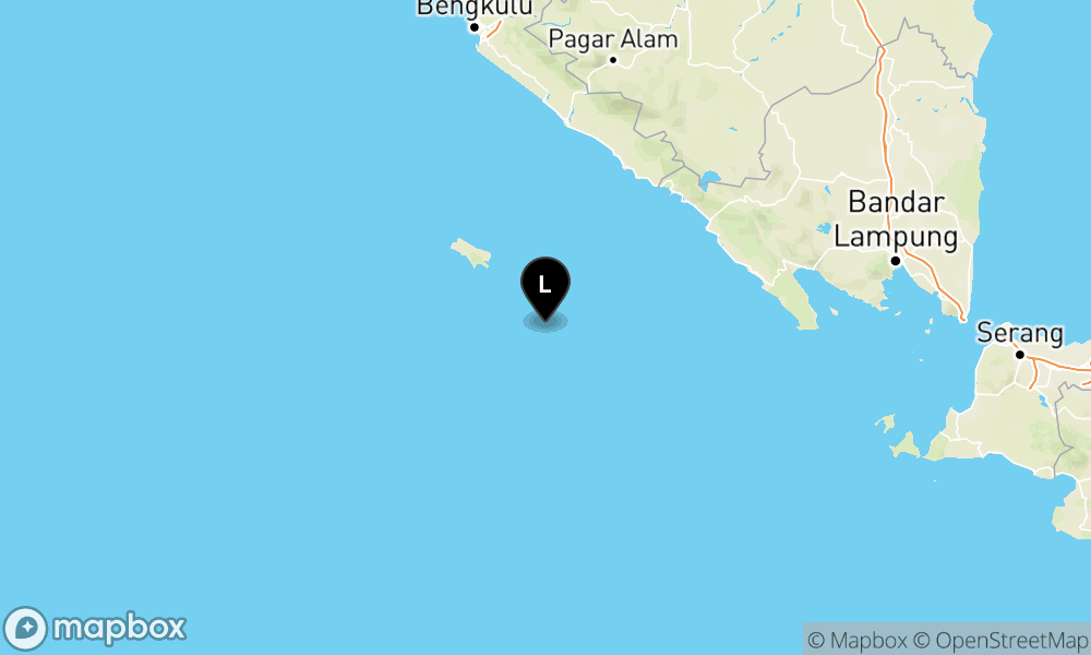 Peta Gempa Pusat gempa berada di laut 84 km tenggara Enggano
