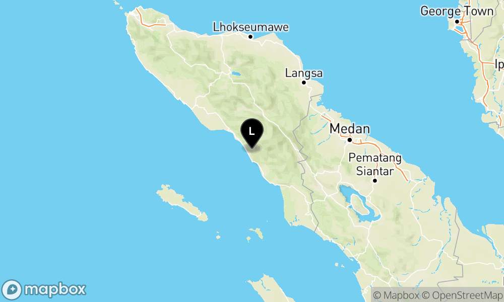 Peta Gempa Pusat gempa berada di darat 16 km barat laut Aceh Selatan