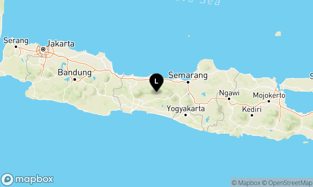 Peta episentrum gempa M2.5 — Pusat gempa berada di darat 18 km Barat Laut Banjarnegara