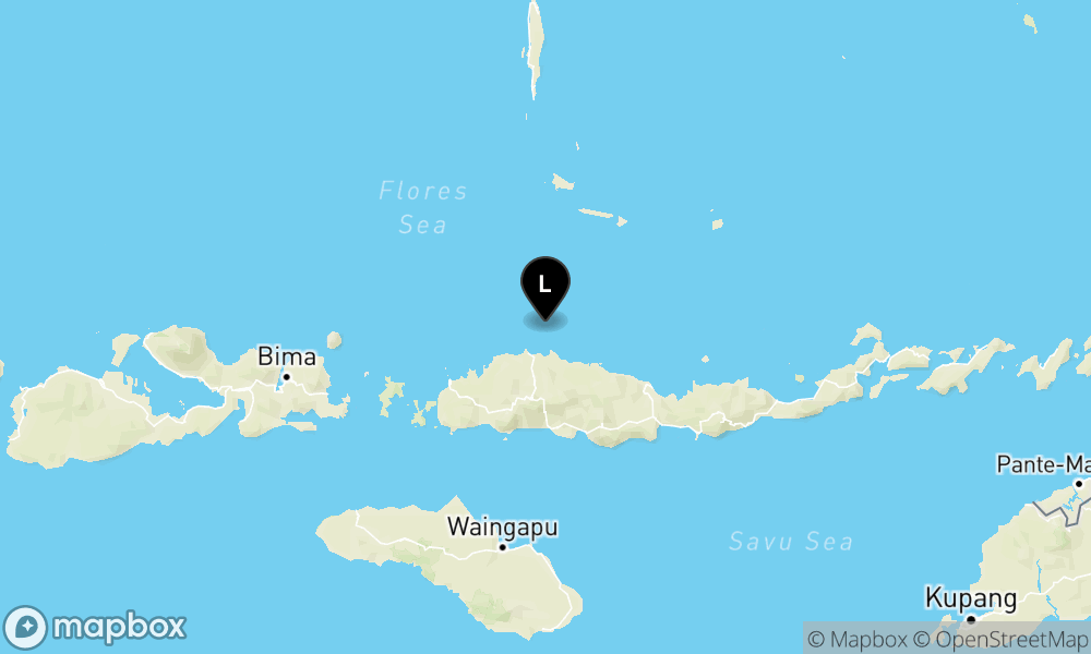 Peta Gempa Pusat gempa berada di laut 58 km utara Ruteng