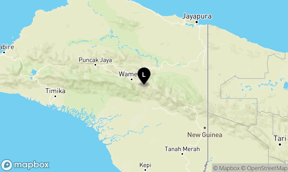 Peta episentrum gempa M4.1 — Pusat gempa berada di darat 42 km tenggara Wamena