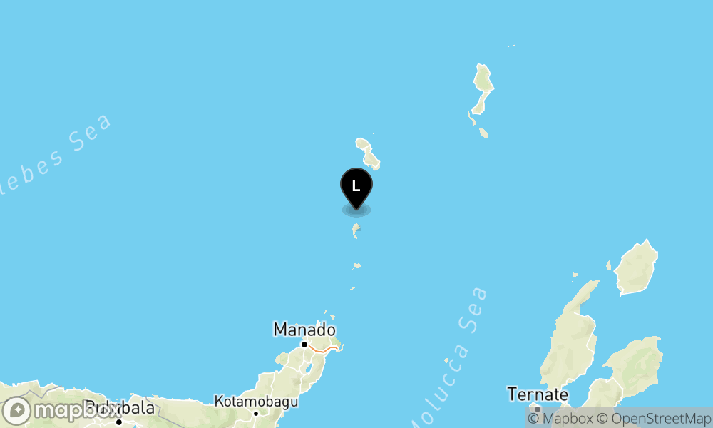 Peta episentrum gempa M4.2 — Pusat gempa berada di laut 19 km utara Ondong, Kep. Sitaro