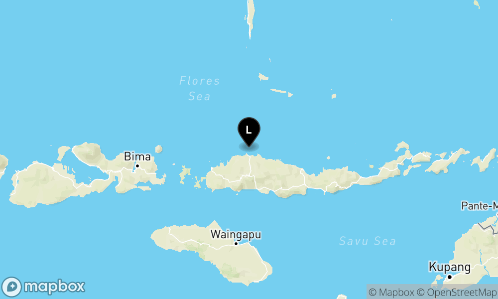 Peta Gempa Pusat gempa berada di laut 46 km utara Ruteng-Manggarai