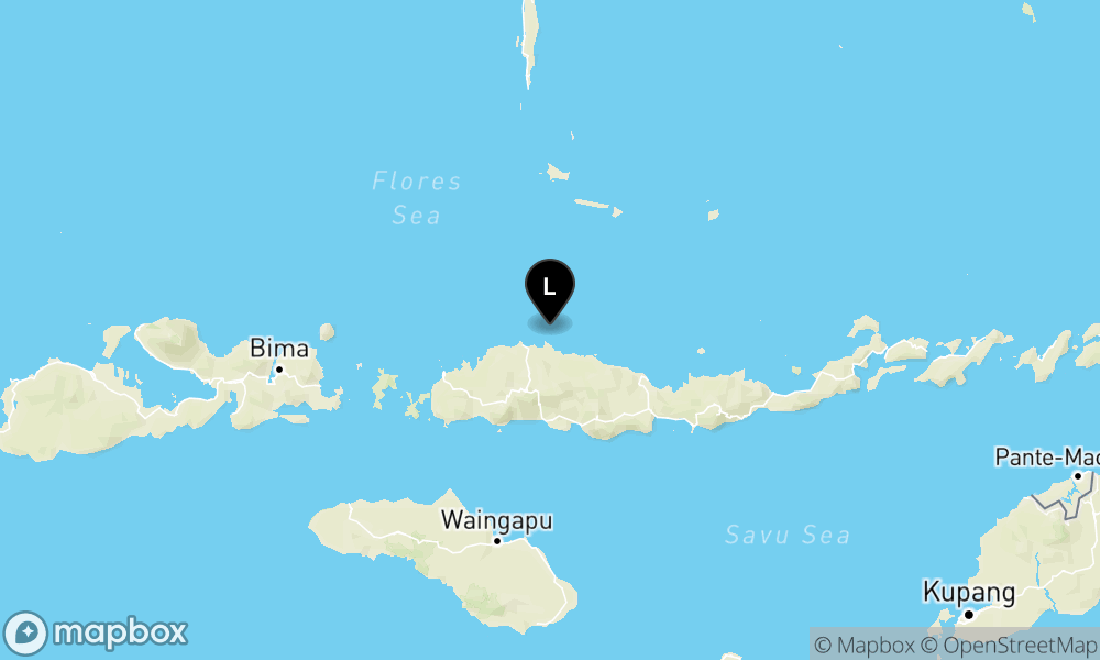 Peta Gempa Pusat gempa berada di laut 52 km utara Ruteng-Manggarai