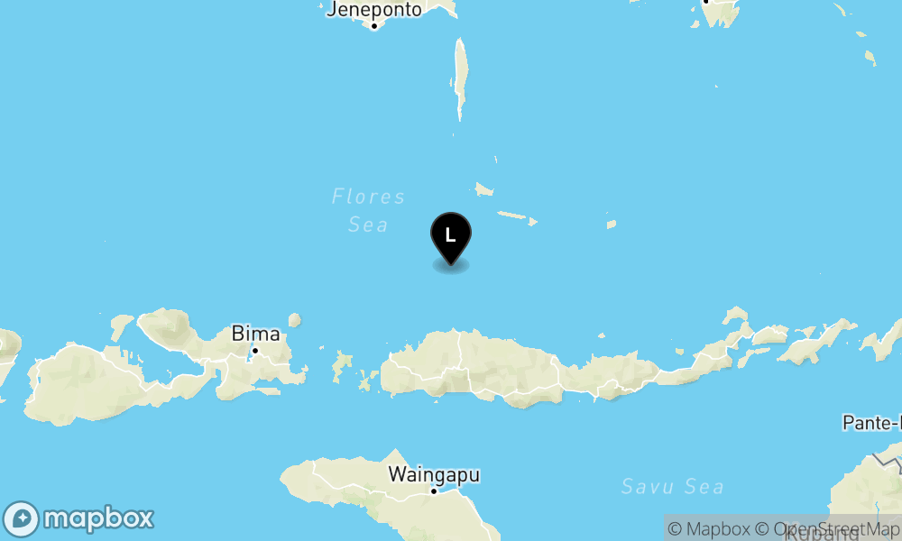 Peta Gempa Pusat gempa berada di laut 93 km utara Ruteng, Manggarai