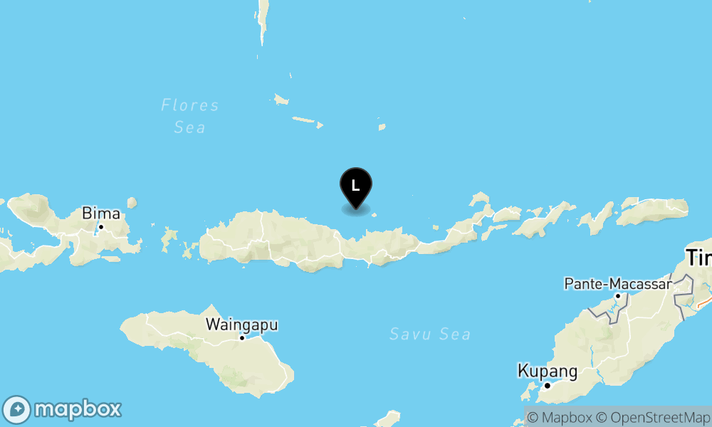 Peta Gempa Pusat gempa berada di laut 46 km timur laut Mbay, Nagakeo