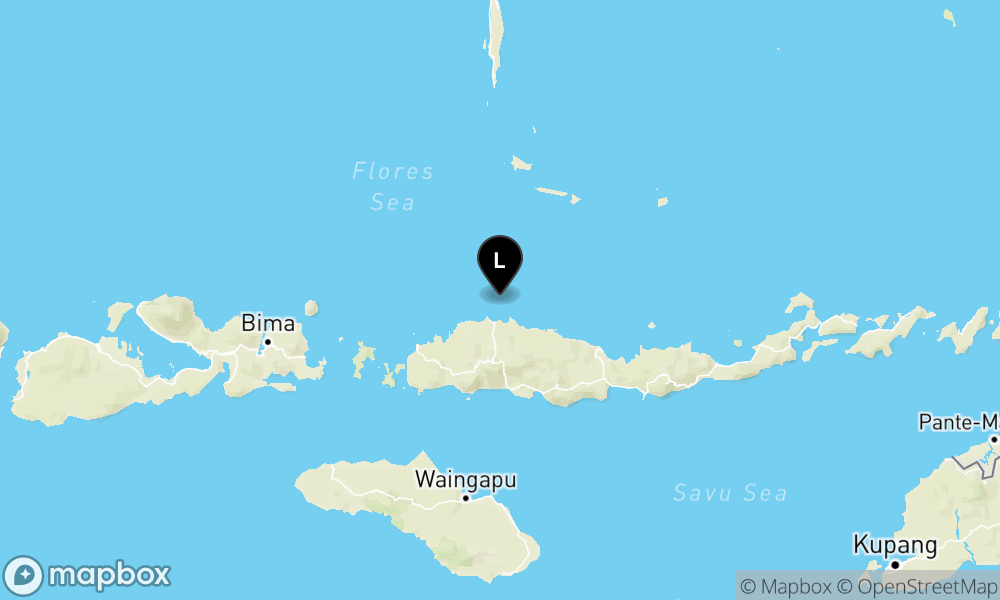 Peta Gempa Pusat gempa berada di laut 54 km utara Ruteng - Manggarai