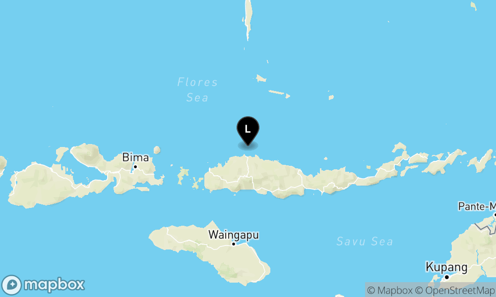 Peta Gempa Pusat gempa berada di laut, 49 km Utara Ruteng, Manggarai
