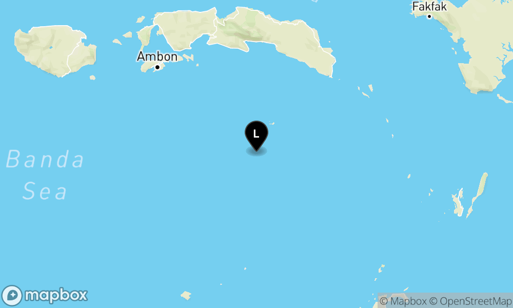 Peta Gempa Pusat gempa berada di laut 206 km tenggara Maluku Tengah
