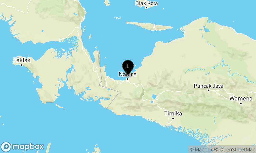 Peta episentrum gempa M3.4 — Pusat gempa berada di laut 10 km utara Nabire
