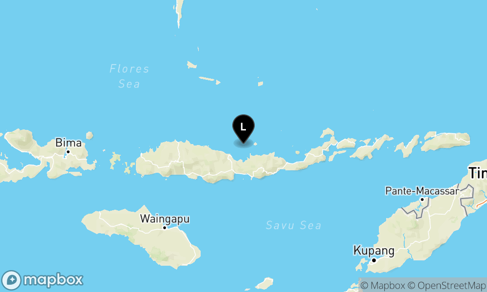 Peta Gempa Pusat gempa berada di laut 42 km timur laut Mbay, Nagekeo