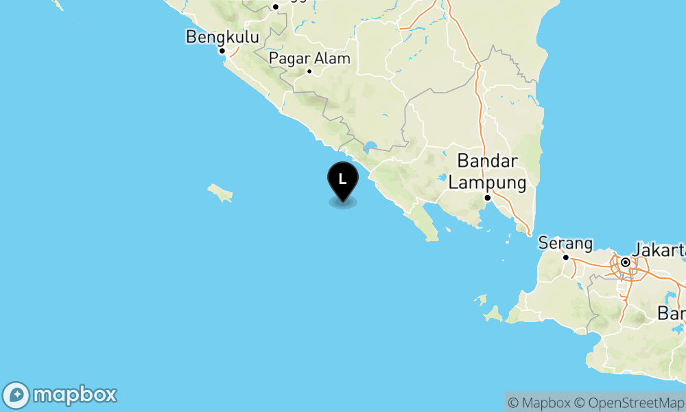 Peta episentrum gempa M4.1 — Pusat gempa berada di laut 52 km barat daya Pesisir Barat