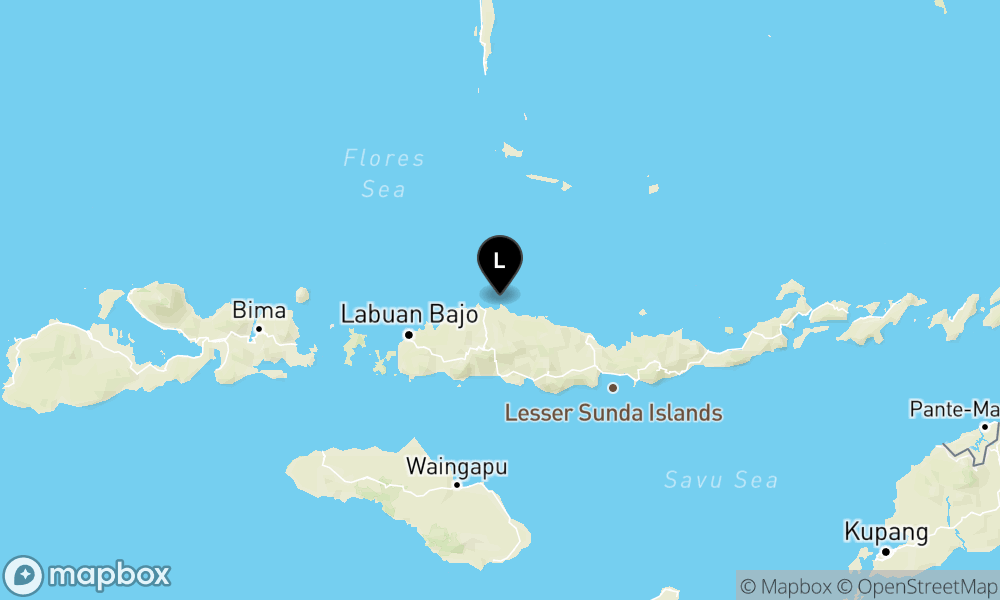 Peta episentrum gempa M3.8 — Pusat gempa berada di laut 45 km utara Ruteng, Manggarai