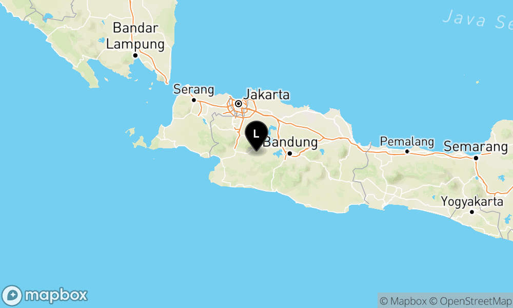 Peta episentrum gempa M4.3 — Pusat gempa berada di darat 13 km Selatan Kabupaten Cianjur