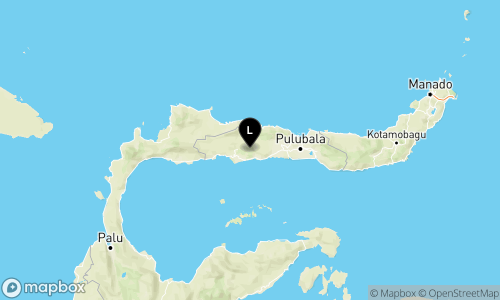Peta episentrum gempa M4.1 — Pusat gempa berada didarat 21km TimurLaut Pohuwato