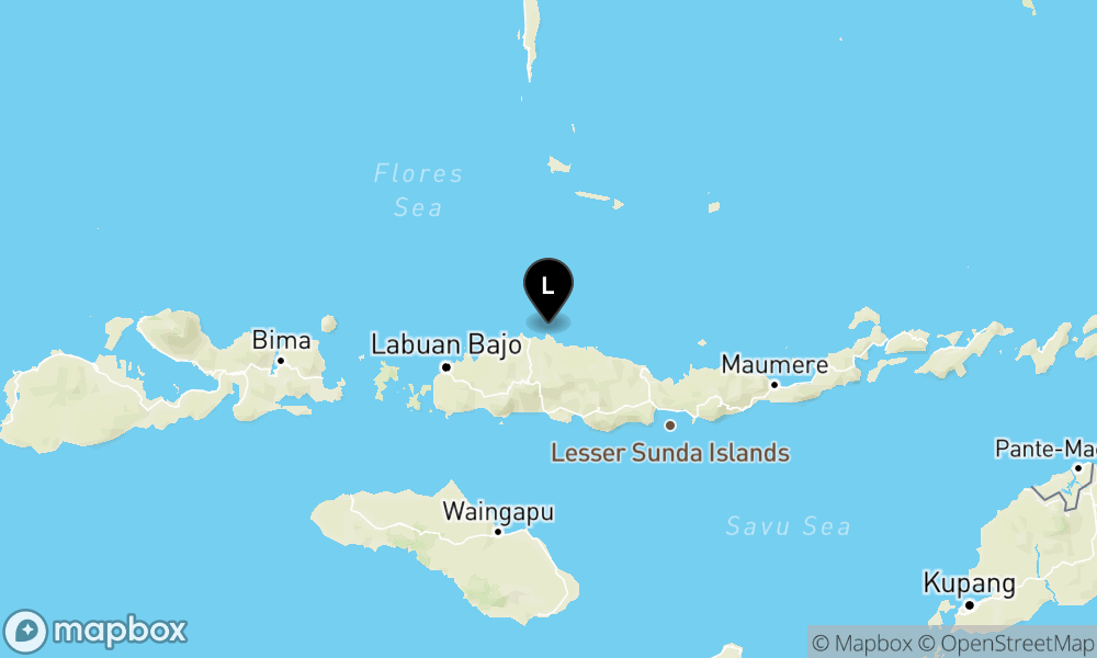Peta episentrum gempa M4.6 — Pusat gempa berada di laut 46 km Utara Ruteng