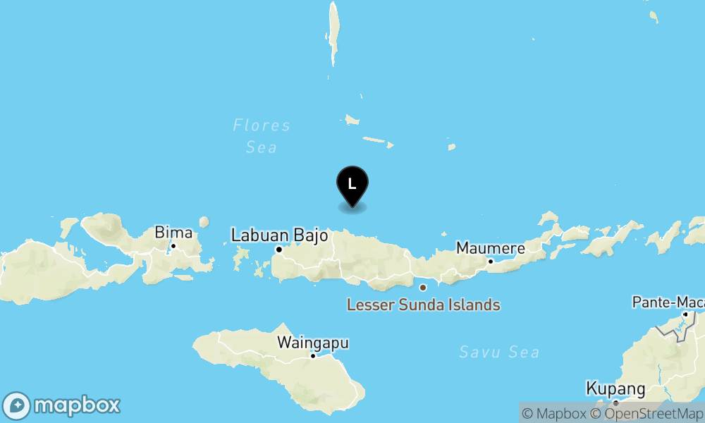 Peta episentrum gempa M4.4 — Pusat gempa berada di laut 65 km timur laut Ruteng-Manggarai