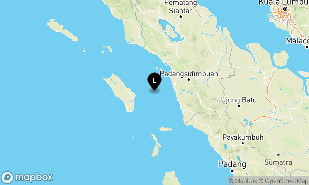 Peta episentrum gempa M4.7 — Pusat gempa berada di laut 80 km timur Nias